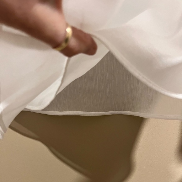 Tommy Hilfiger White Sheer Ruffle Front Poet Blouse XS Country Boho Cottagecore - Picture 10 of 10